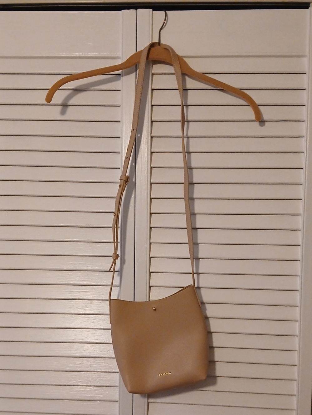 Tan Leatherette Crossbody Bag Minimalist